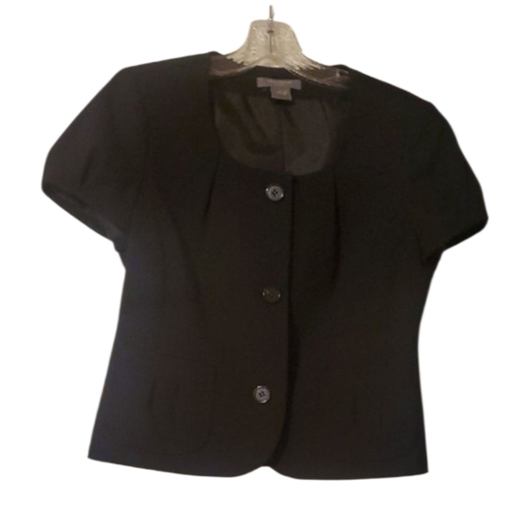 Ann Taylor Petites Jacket Blazer Topper Womens Size 6 Petite 6P Black Lined - Picture 1 of 11